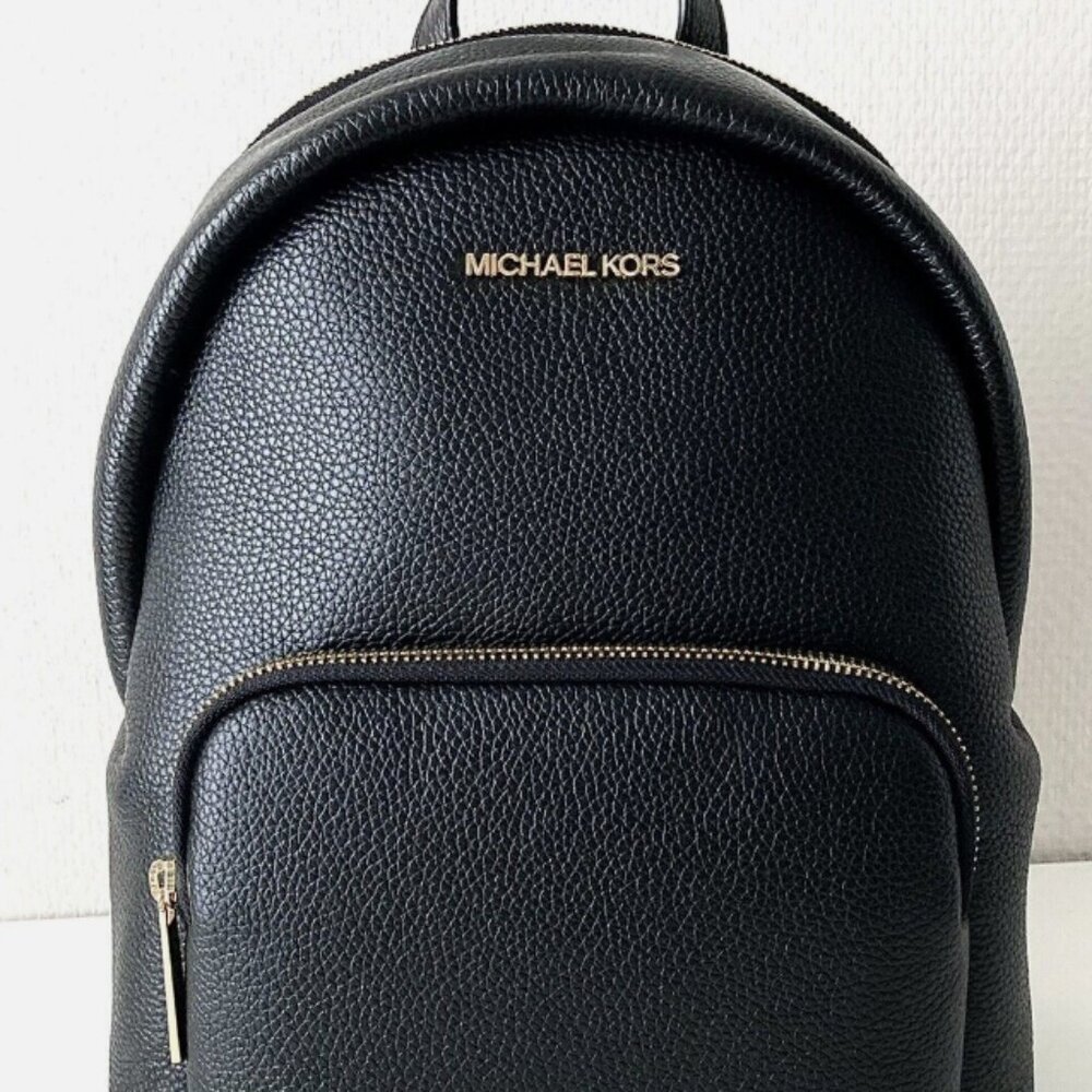 Michael Kors Erin Medium Black/Gold Pebbled Leather Convertible Backpack